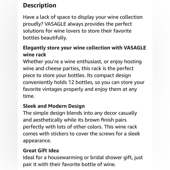 VASAGLE 12-Wooden Wine Rack, 2-Tier Tabletop Bottles Storage Shelf, Espresso